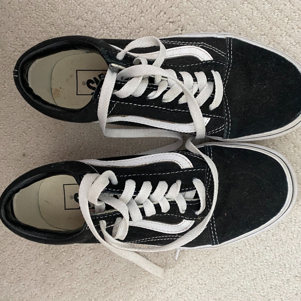 vans black and white old skool sneakers womens 6.5